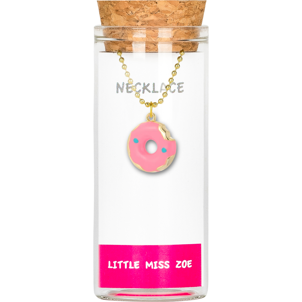 Little Miss Zoe Donut Charm Necklace In Pink