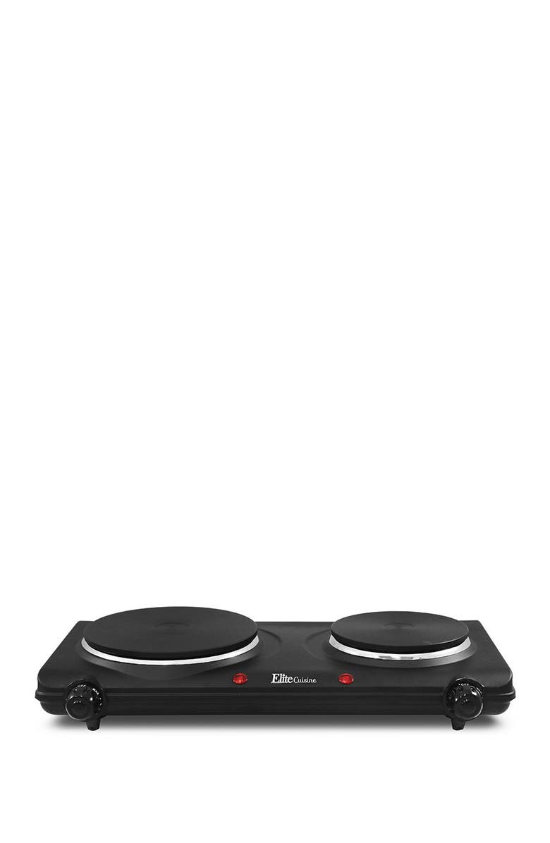 MAXI-MATIC Elite Cuisine Double Countertop Portable Buffet Burner Electric Hot Plate - Black, Main, color, 