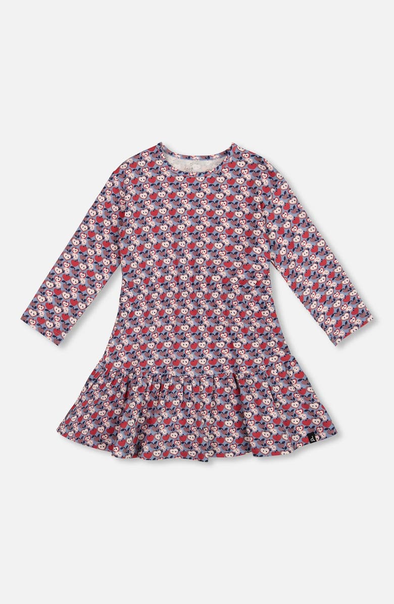 Deux par Deux Organic Cotton Dress with Flounce Hem Apple, Main, color,