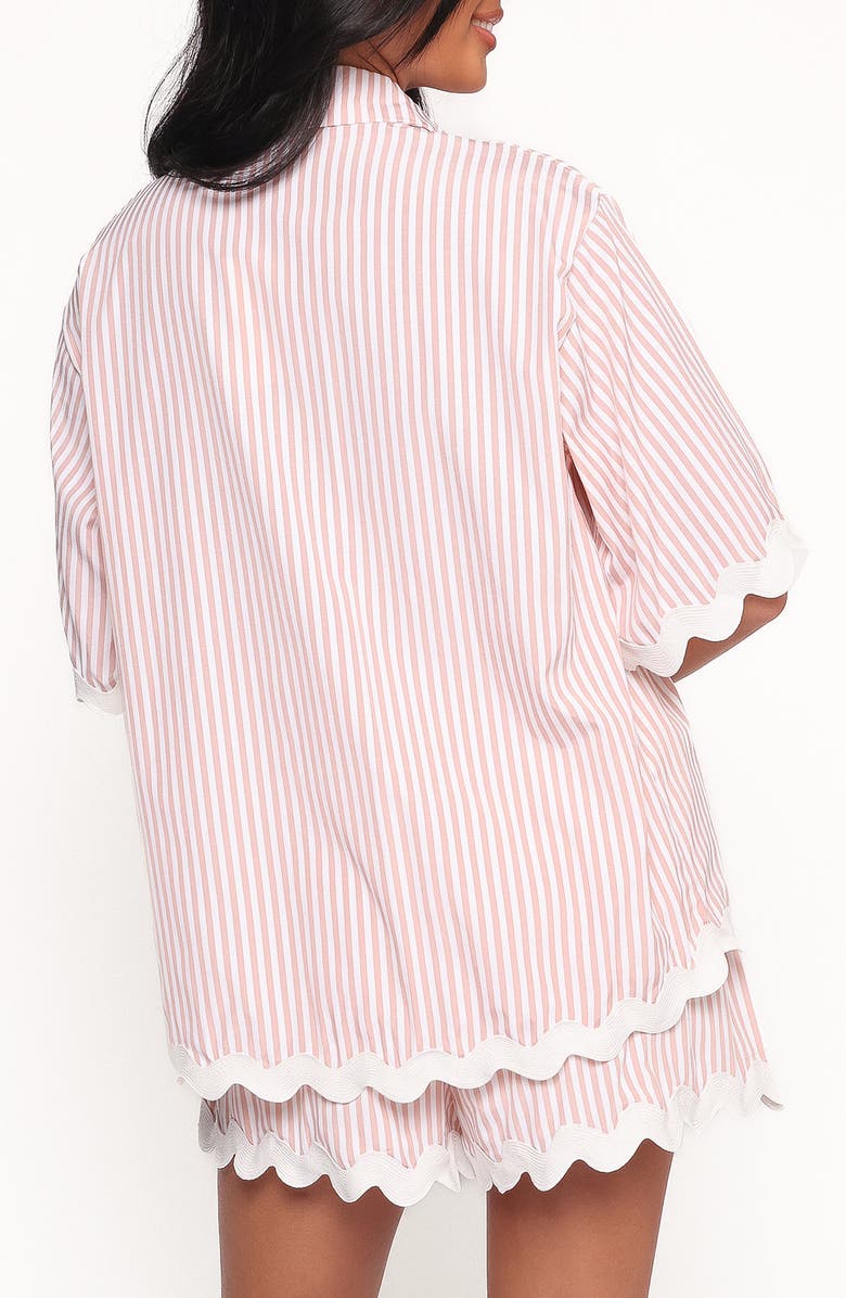 Petal & Pup Wilson Rickrack Trim Shirt & Shorts Set, Alternate, color, Peach Stripe White