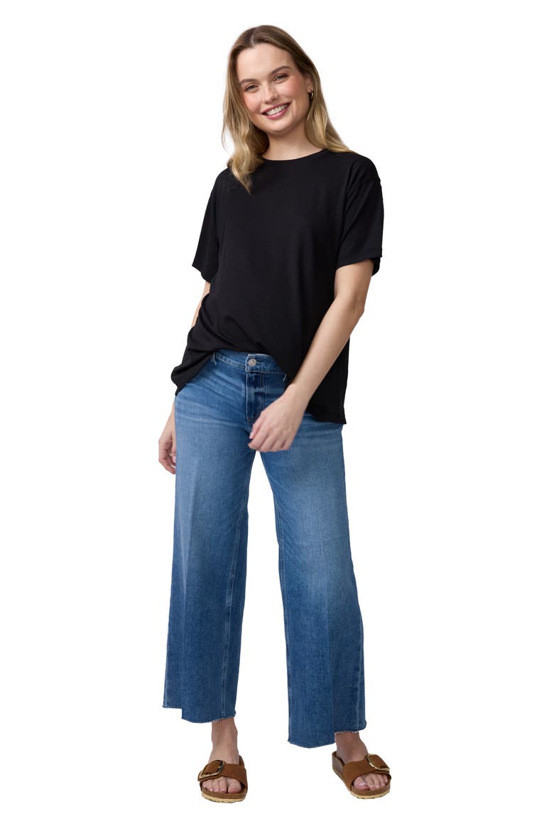 Relaxed Crew Neck Cotton Maternity Tank, Main, color, Black