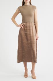 BOSS Ferdolini Mixed Media Midi Dress