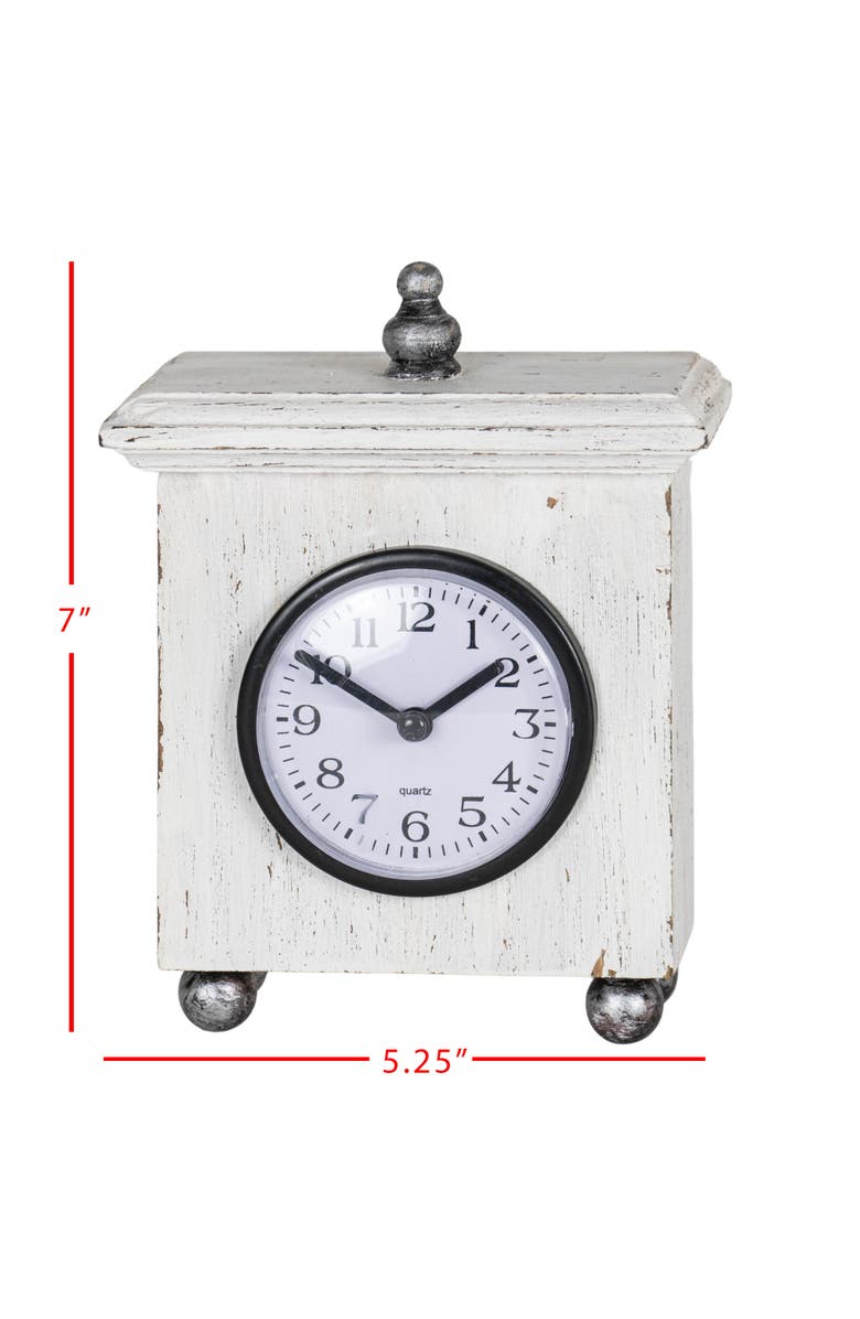Foreside Home and Garden Square White Wood & Plexiglass Tabletop Clock, Alternate, color, White