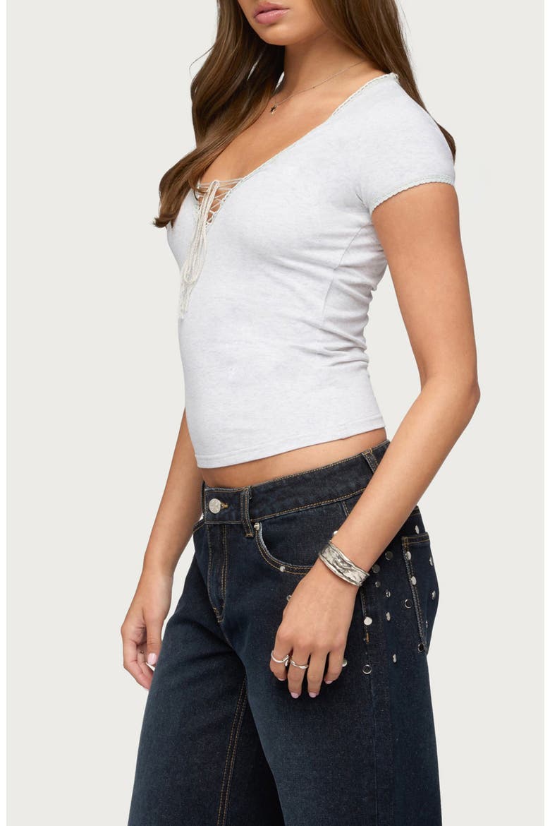 Balor Lace Up Top, Alternate, color, GRAY-MELANGE