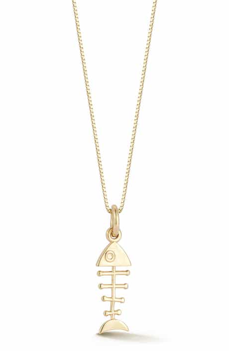 Ember Fine Jewelry 14K Gold Fishbone Pendant Necklace