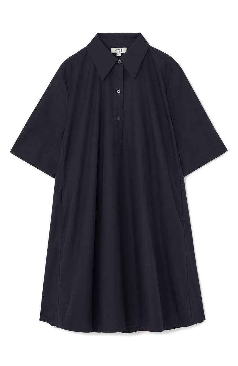 COS A-Line Cotton Shirtdress, Alternate, color, Blue