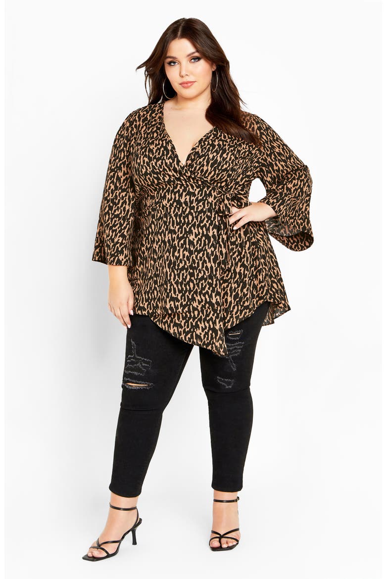 Jemma Leopard Print Wrap Tunic Top, Alternate, color, GEO ANIMAL
