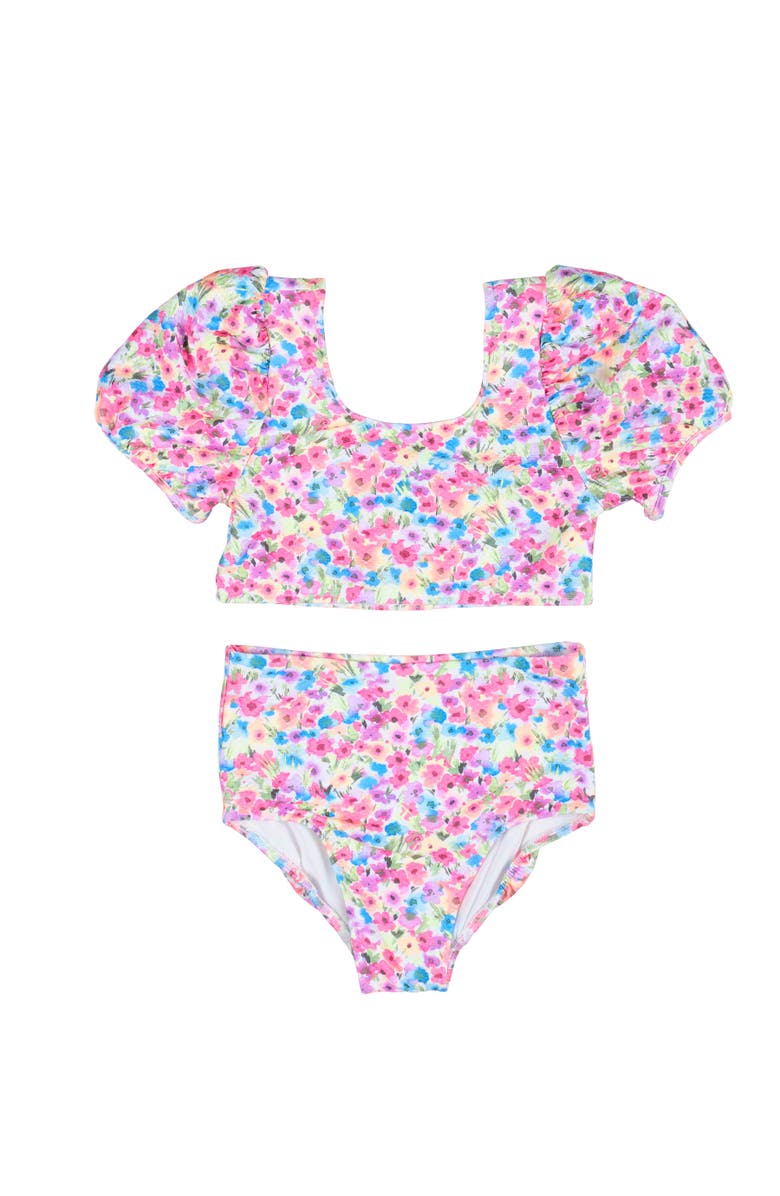 Florence Eiseman Floral Puff Sleeve Bikini, Main, color, Multicolor