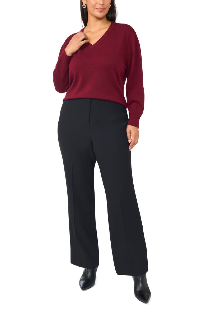 Racking Trim V-Neck Sweater, Alternate, color, BURNT CRANBERRY