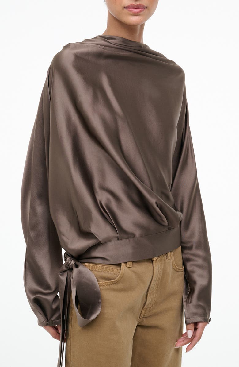 STAUD Phoebe Dolman Sleeve Silk Top, Main, color, Truffle