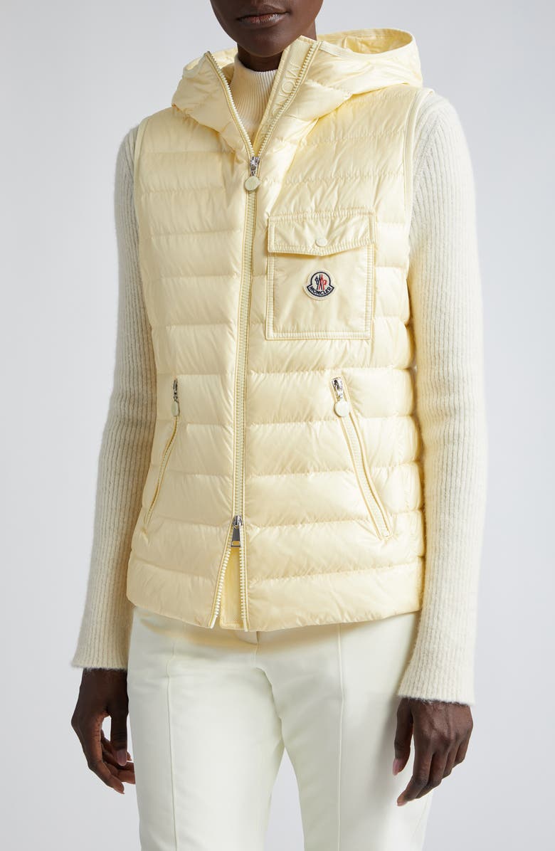 Moncler Glygos Hooded Down Vest, Main, color, Yellow