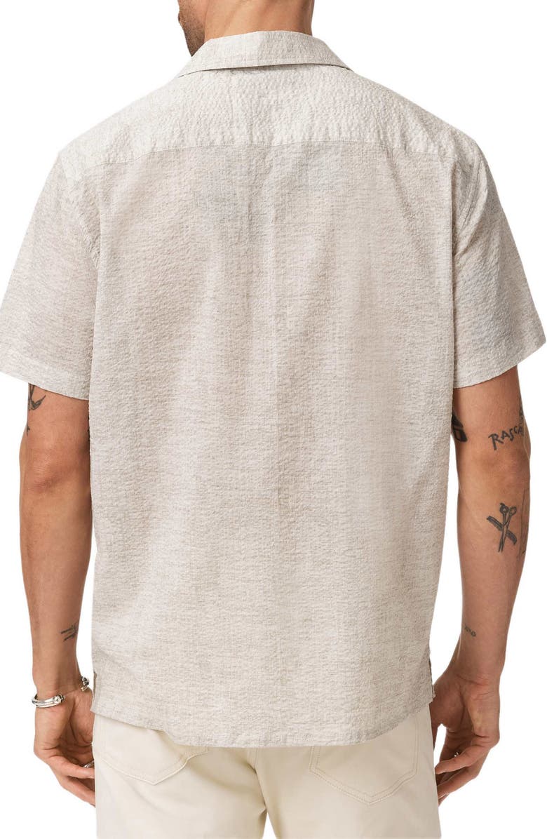 John Varvatos Malon Mélange Short Sleeve Cotton Seersucker Button-Up Shirt, Alternate, color, Ivory