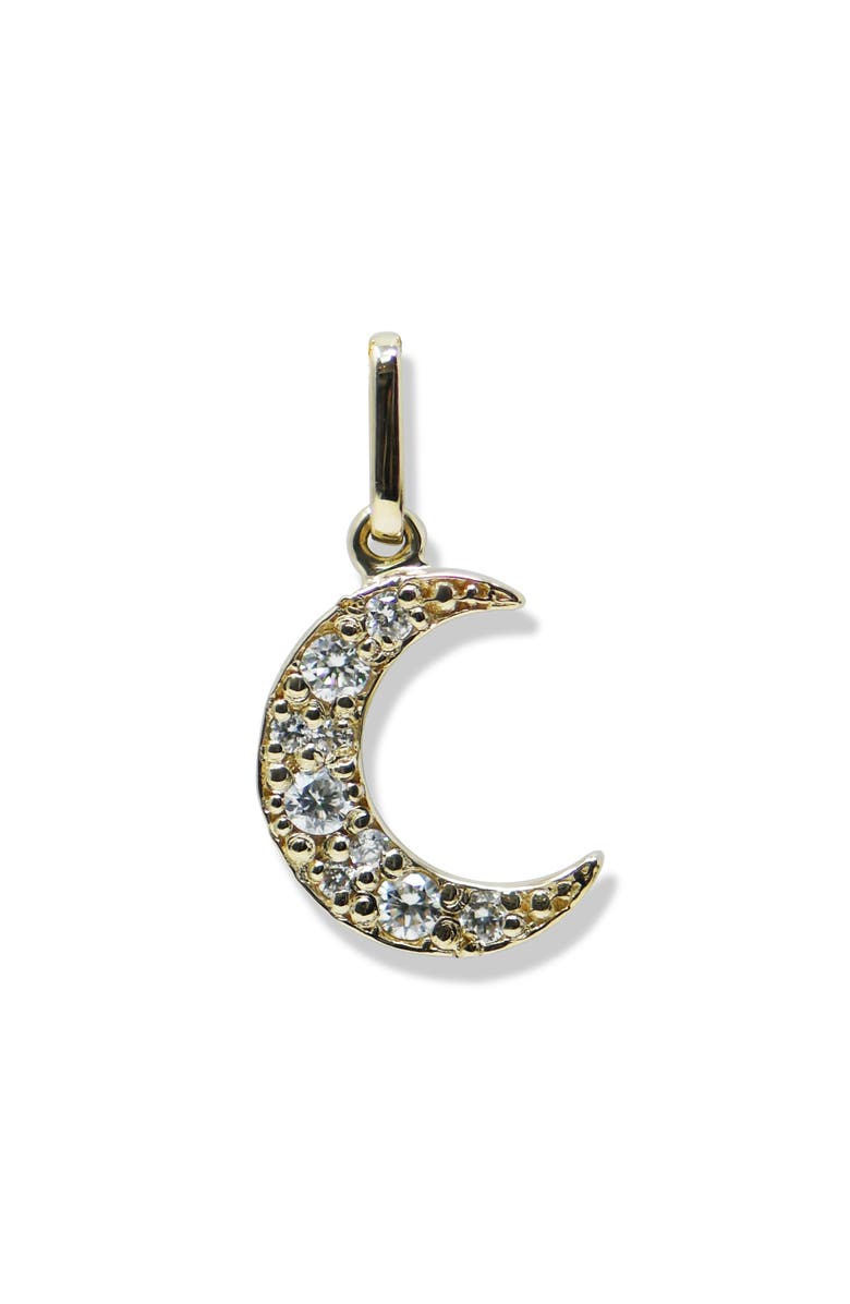 Anzie Pavé Diamond Crescent Moon Charm, Main, color, Gold