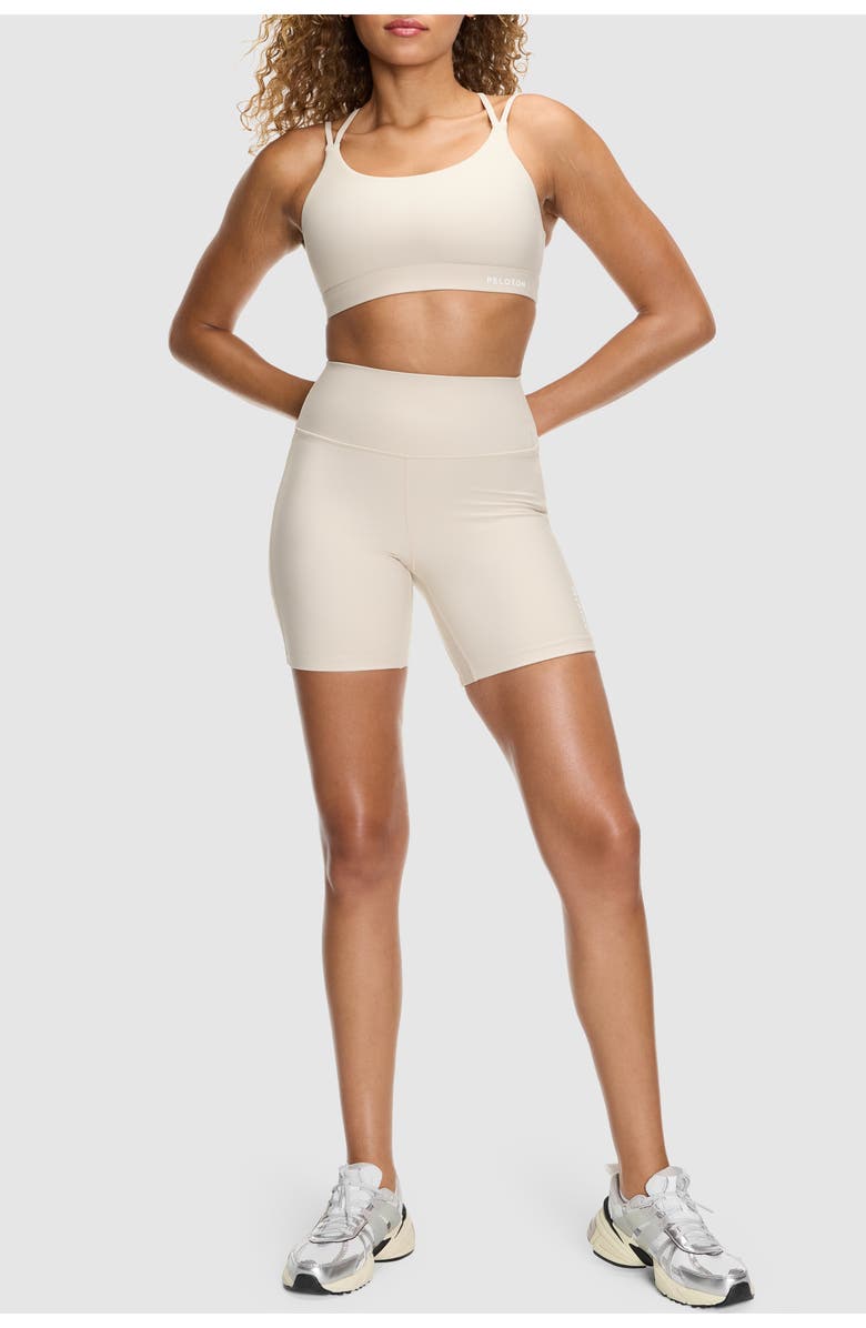 Peloton Cadent High Rise Pocket Bike Short, Alternate, color, Oatmeal