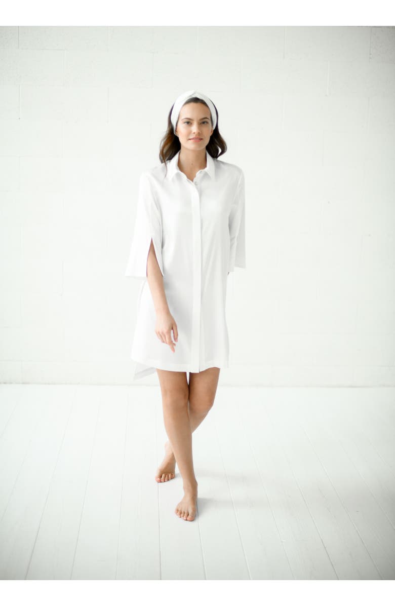 Alas Silk Long Shirt Dress, Alternate, color, Milk White