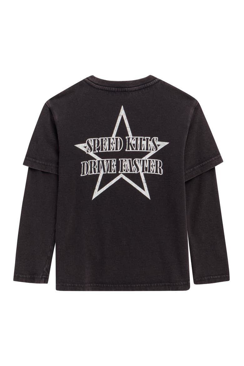 Kids' Born Free Long Sleeve Layered Graphic T-Shirt, Alternate, color, BLACK