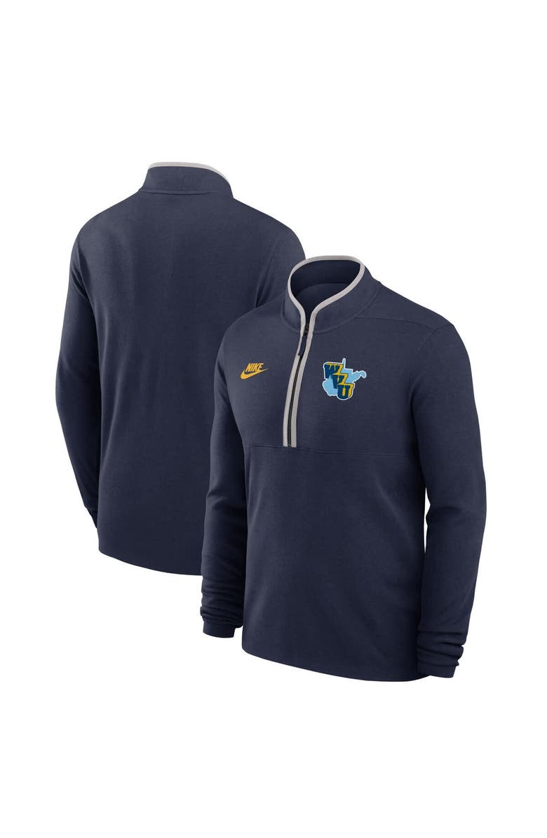 Nike Men's Nike Navy West Virginia Mountaineers Throwback Lightweight Victory Dri-FIT Half-Zip Pullover, Main, color, Navy