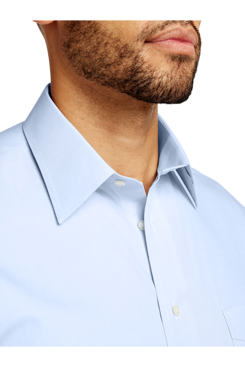 Non-iron Cotton Pinpoint Solid Point Collar French Cuff Dress Shirt, Alternate, color, Blue
