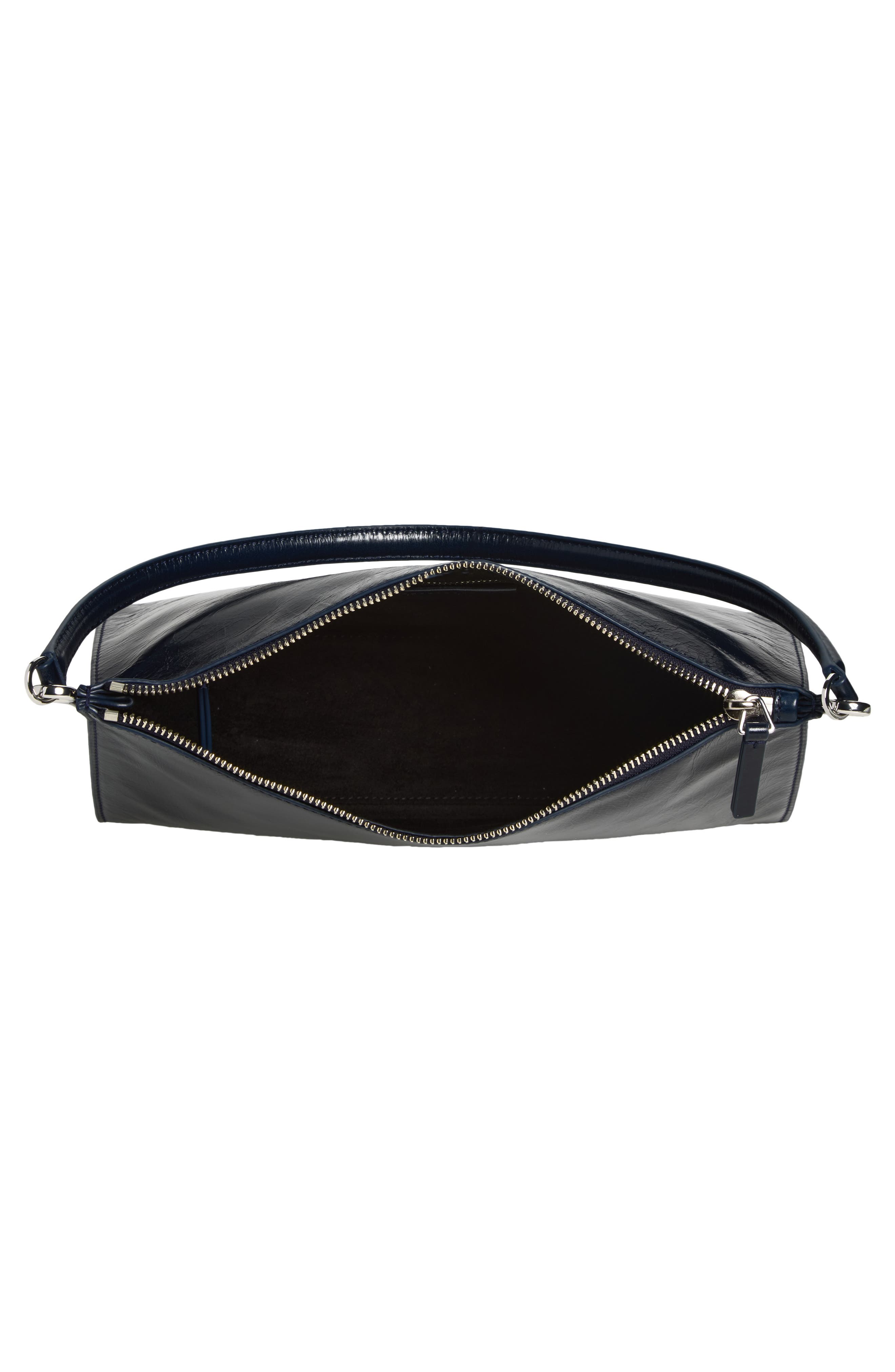 Veronica Beard Small Crinkled Leather Shoulder Bag, Alternate, color, Navy