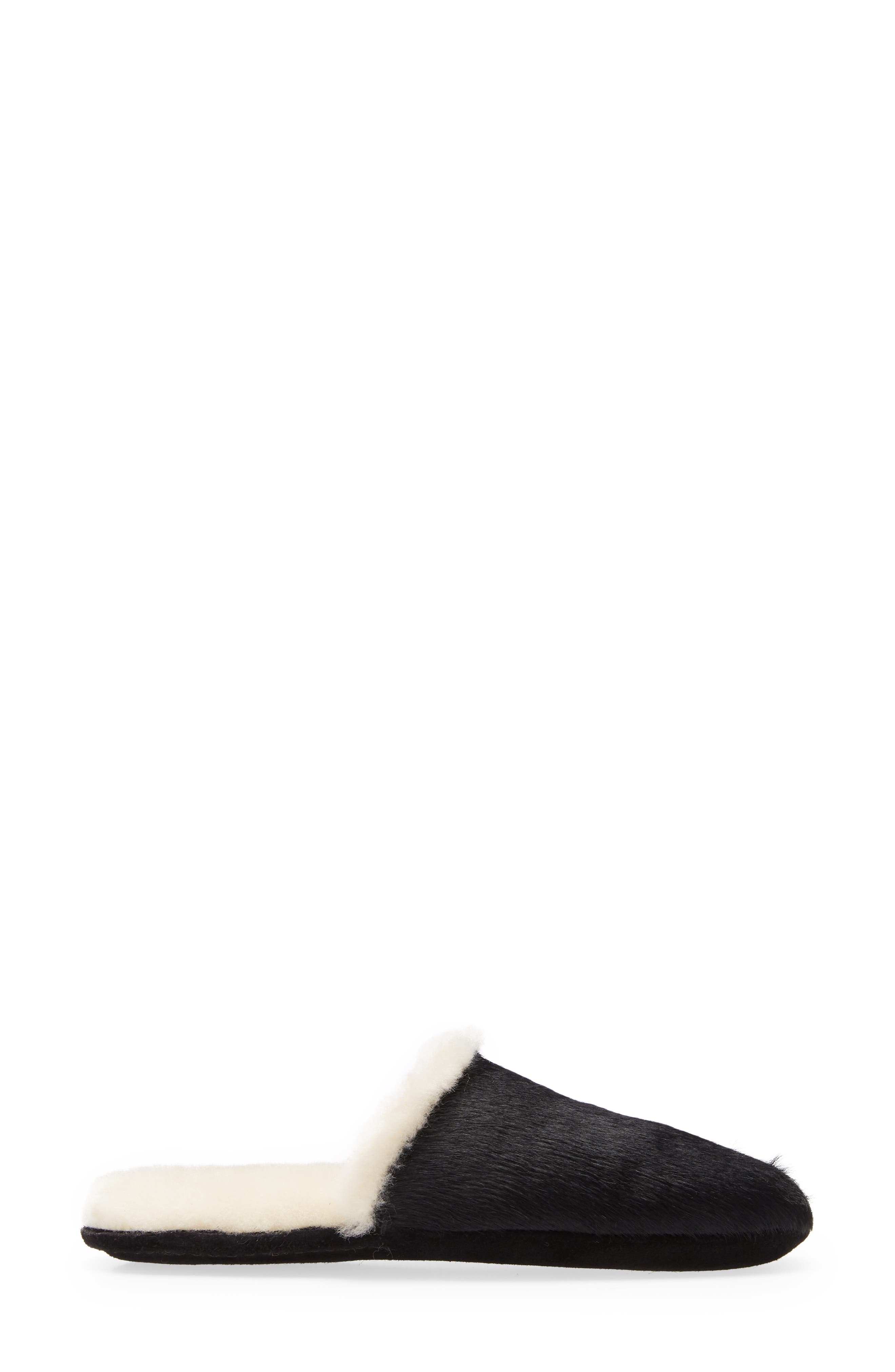 James Genuine Calf Hair & Genuine Shearling Slipper, Alternate, color, BLACK CALF HAIR