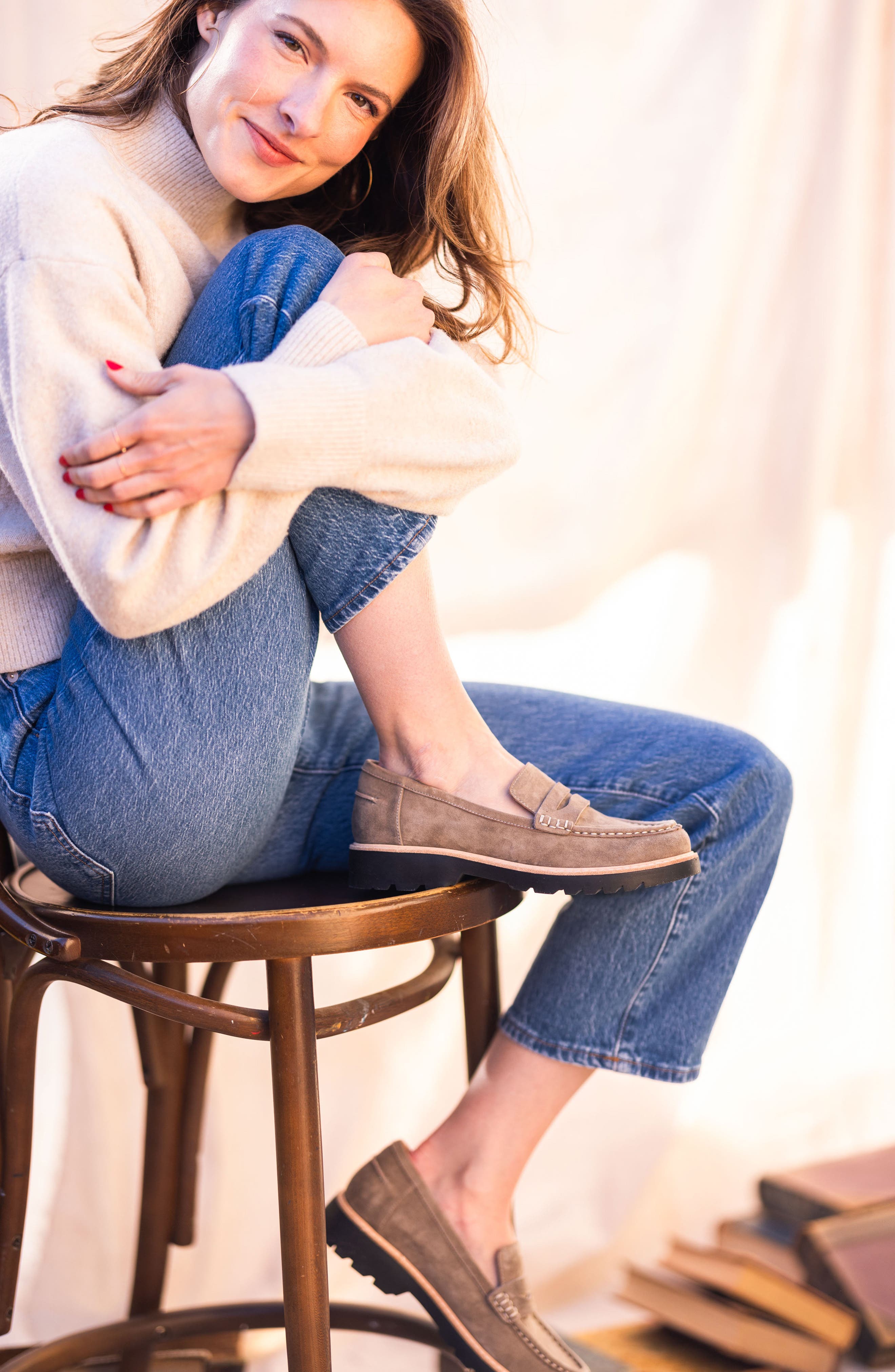 Yolandi Penny Loafer, Alternate, color, DARK TAUPE