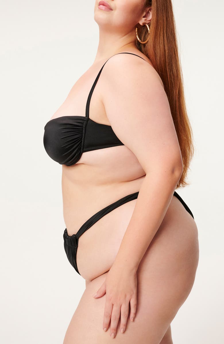 Good American Shiny Ruched Demi Underwire Bikini Top, Alternate, color, 