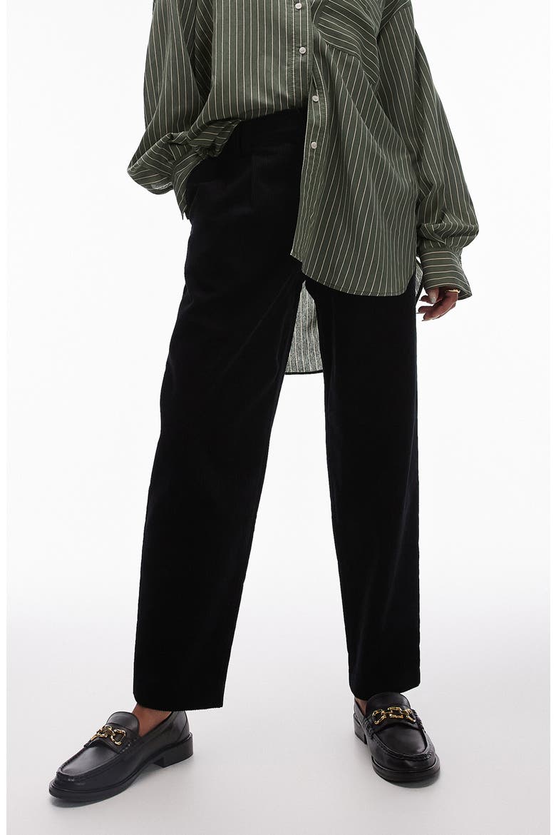 Corduroy Ankle Pants, Main, color, BLACK