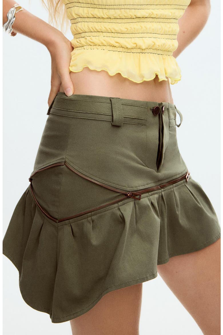 Ruffle Miniskirt, Alternate, color, MILITARY GREEN