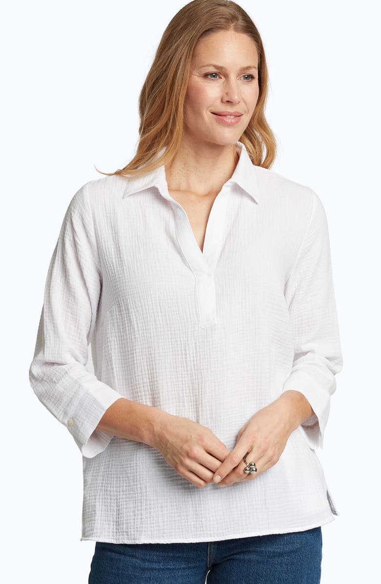 Foxcroft Sophia Cotton Gauze Popover Shirt, Alternate, color, 