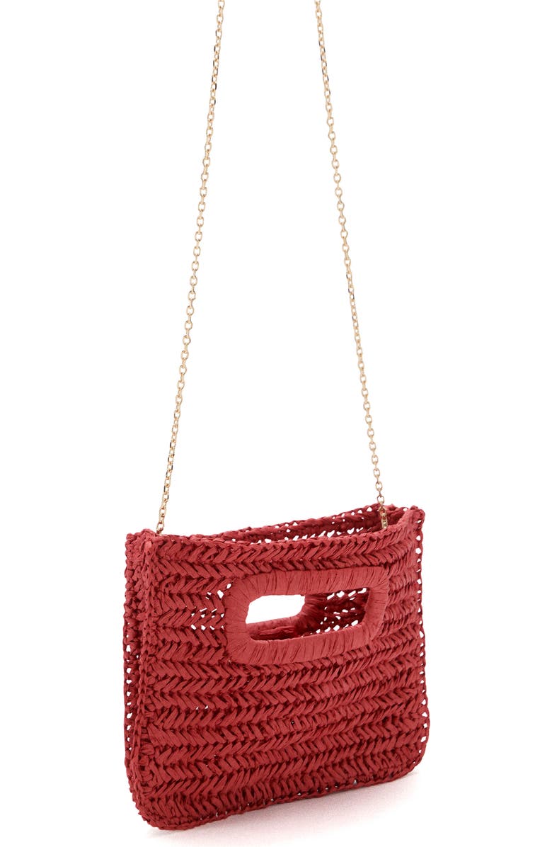 MANGO Natural Fiber Clutch, Alternate, color, Red