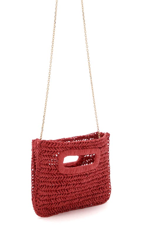 Mango Natural Fiber Clutch In Red