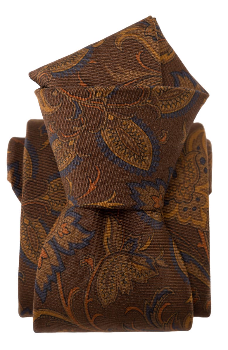 Elizabetta Borromeo - Printed Silk Tie for Men, Alternate, color, Pecan Brown