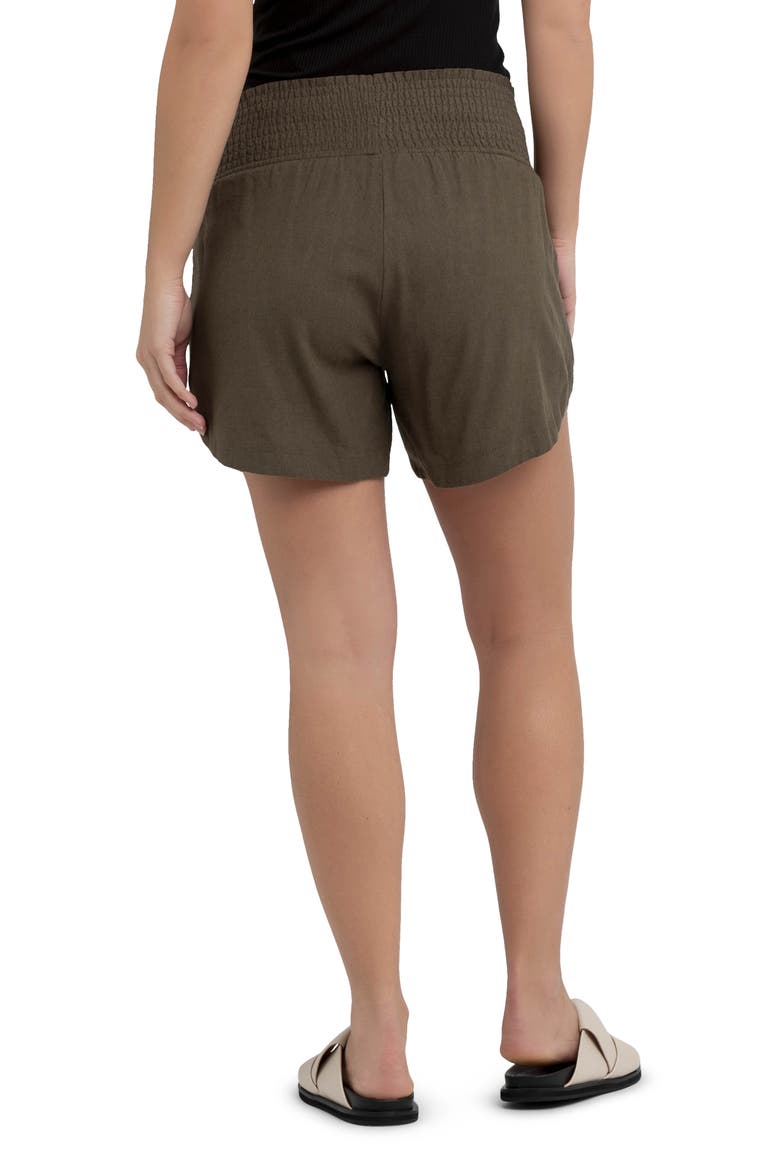 Byron Shirred Linen Short, Alternate, color, OLIVE