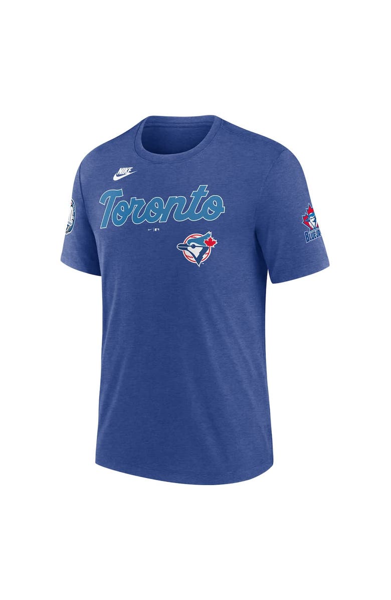 Nike Men's Nike Heather Royal Toronto Blue Jays Cooperstown Collection Eras Tri-Blend T-Shirt, Alternate, color, 