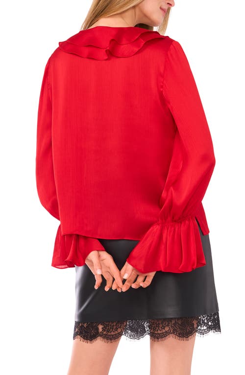 Vince Camuto Ruffle Detail Textured Top In Red