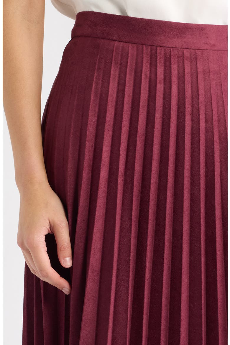 Faux Suede Pleated Skirt, Alternate, color, CRANBERRY
