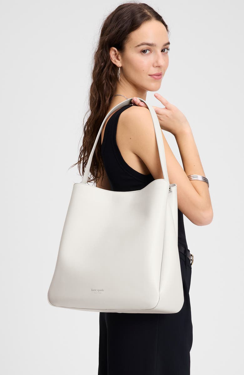 Kate Spade New York large grace leather shoulder bag, Alternate, color, Cream