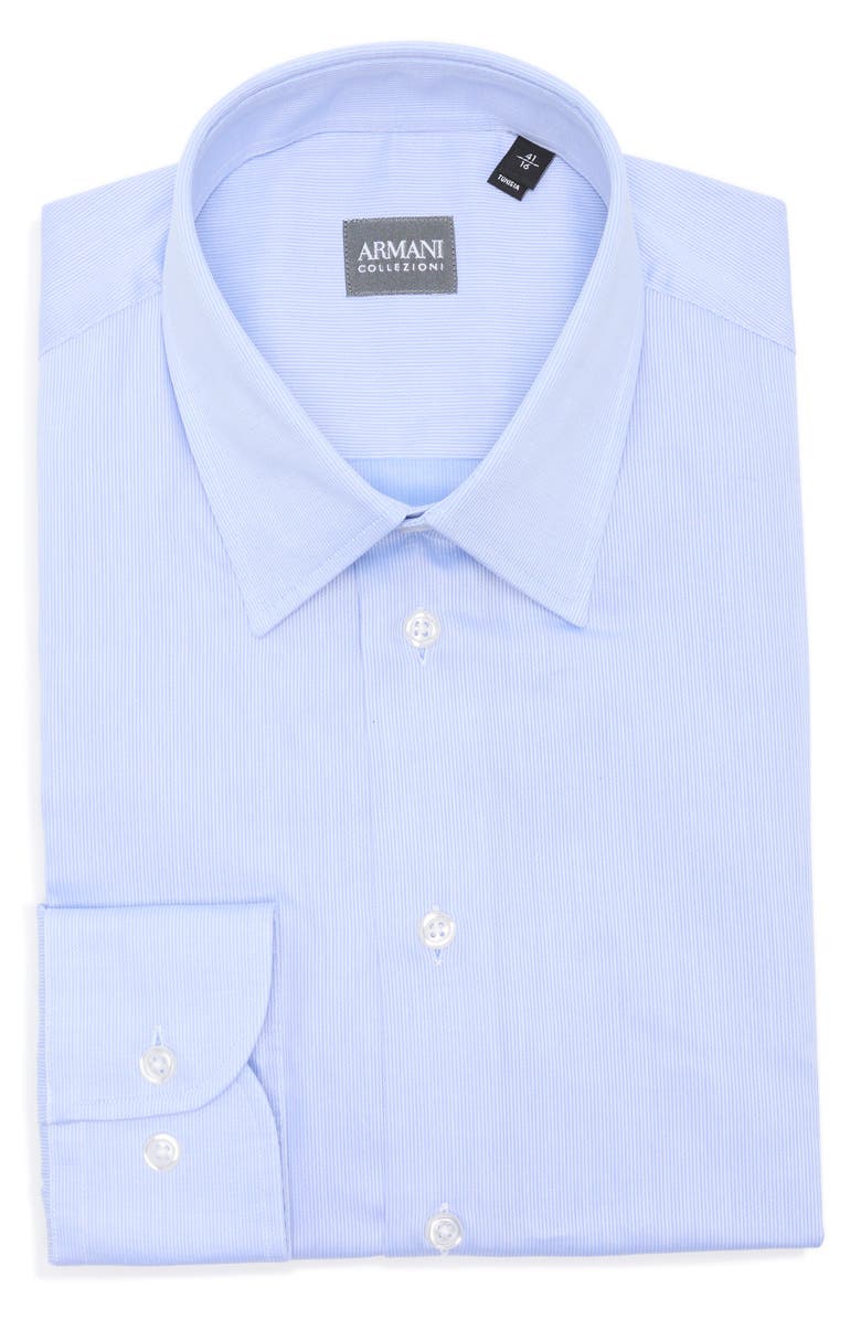 Armani Collezioni Pinstripe Stretch Dress Shirt, Alternate, color, Sky Blue
