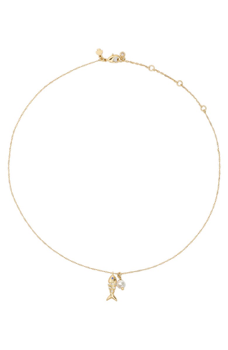 Kate Spade New York summer daze fish pendant necklace, Alternate, color, Clear Multi