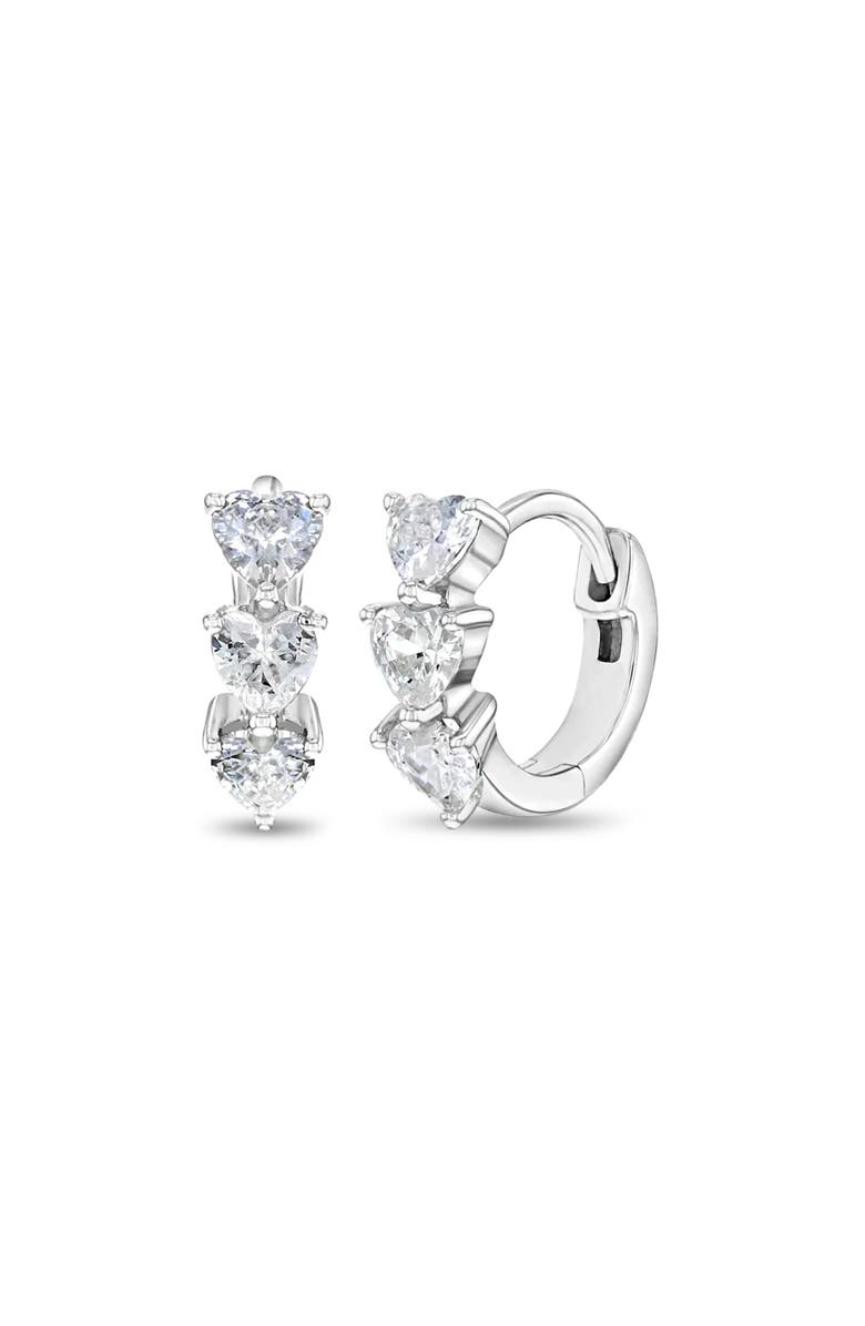 In Season Jewelry Cascading Cubic Zirconia Heart Hoop, Main, color, Silver