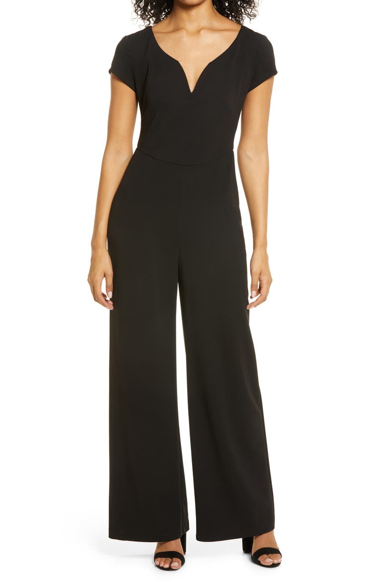 Cap Sleeve Jumpsuit, Main, color, BLACK