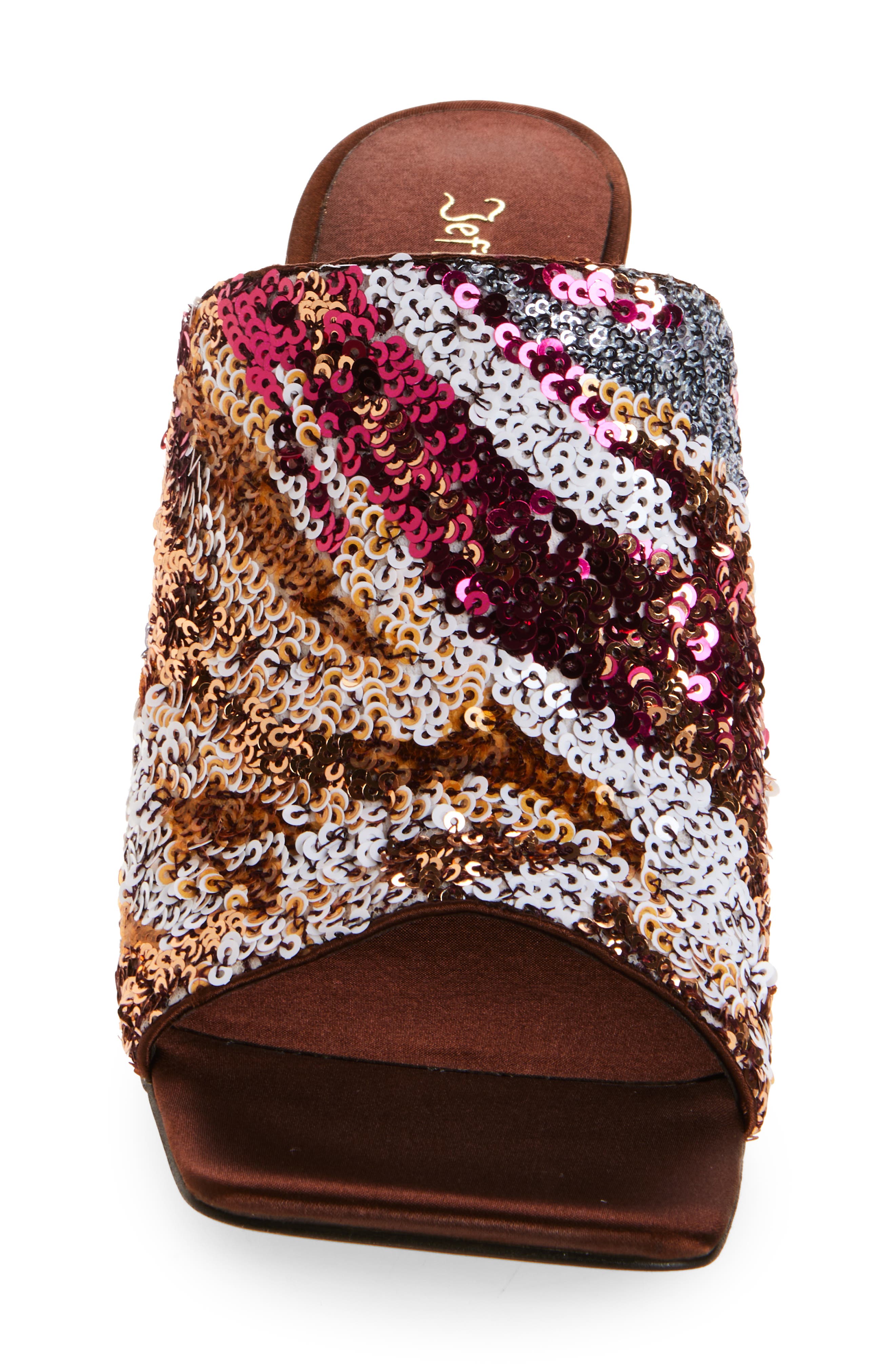 Jeffrey Campbell Aura Wedge Slide Sandal, Alternate, color, Brown Satin Combo