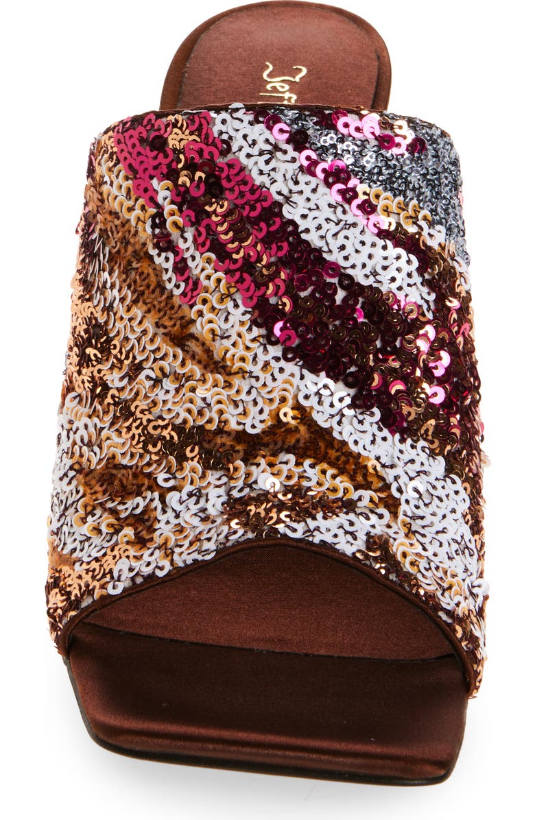 Jeffrey Campbell Aura Wedge Slide Sandal, Alternate, color, Brown Satin Combo