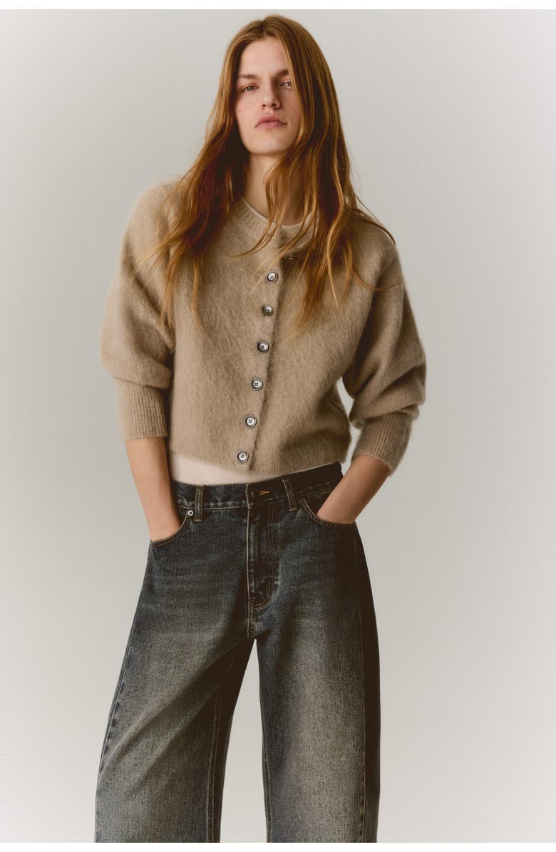 H&M Mohair-blend Cardigan, Alternate, color, Beige