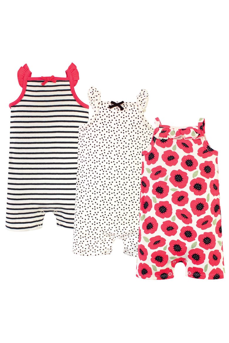 Organic-Cotton Rompers, Main, color, Poppy