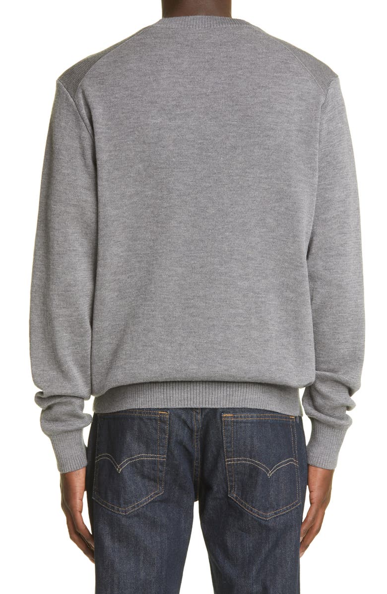 AMI Alexandre Mattiussi Ami de Couer Embroidered Merino Wool Sweater, Alternate, color, 