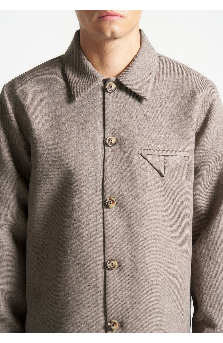 Manière De Voir Leo Textured Tailored Long Sleeve Overshirt, Alternate, color, Taupe