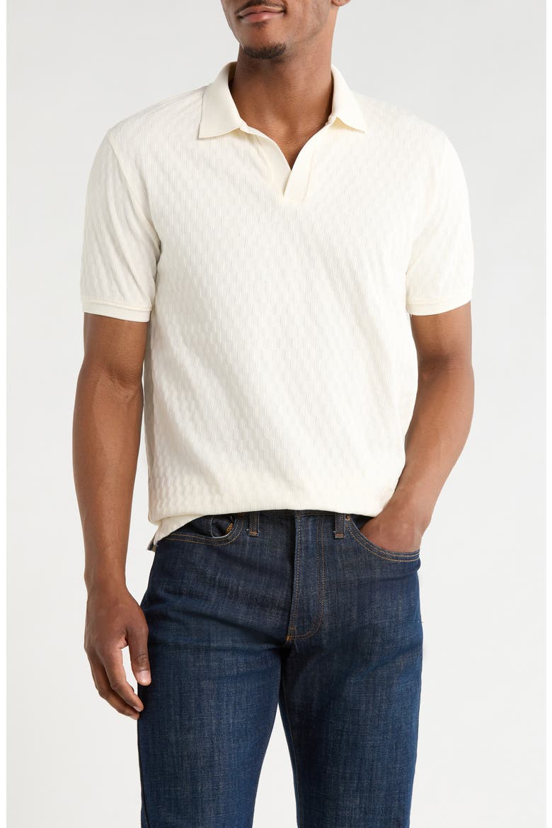 Geo Textured Short Sleeve Polo, Main, color, ECRU