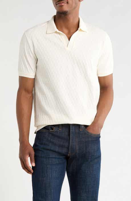 DENIM AND FLOWER Geo Textured Short Sleeve Polo