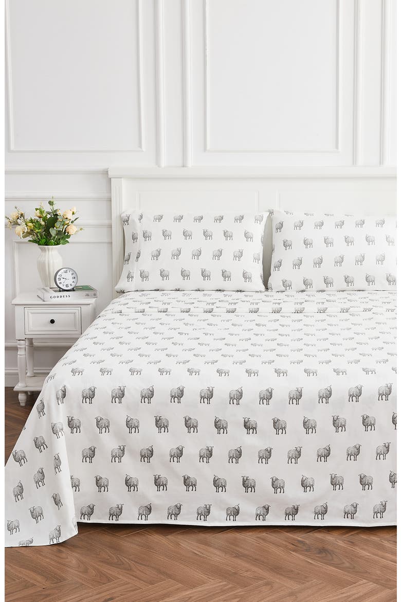 Sheep Print 400 Thread Count Cotton Sheet Set, Alternate, color, GREY
